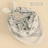 Bandana Hip Hop De Trenzado Con Estampado De Pauleta Negro Y Rojo 55x55cm Pañuelo Estilo Casual Para Mujeres Hombres Niños Y Niñas - details 8