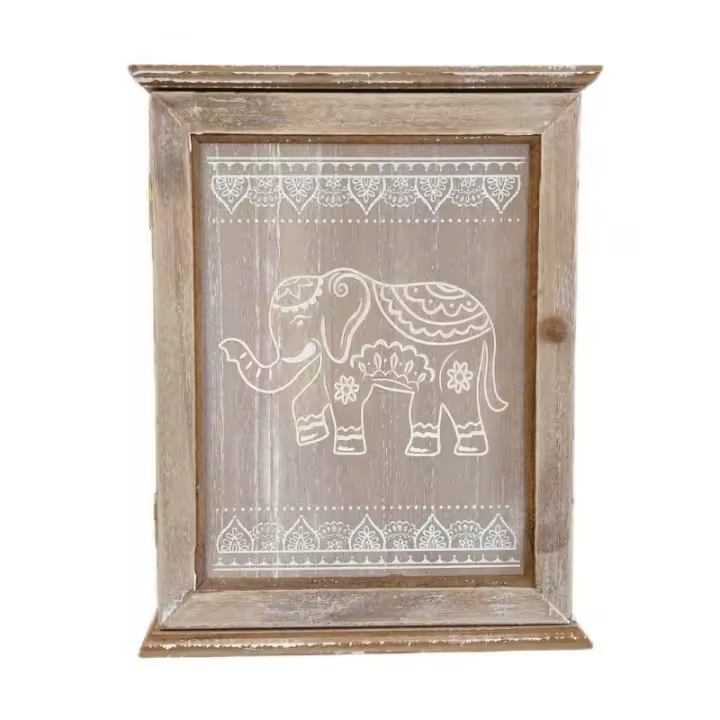 Caja Guardallaves de Madera Decorada con Estilo Nórdico con 6 Colgadores de Pared - DAMDAM GO - 1