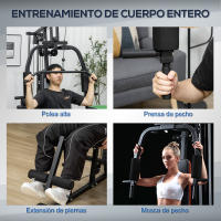 HOMCOM Multiestación Máquina de Musculación con Estribo para Piernas Placas de Peso de 45 kg Carga Max. 110 kg para Entrenamiento Fitness en Hogar Gimnasio 135x103x200 cm Negro - details 3