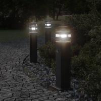 vidaXL Lámpara de suelo de exterior con sensor aluminio negro Dimensiones 50 cm, 80 cm, 110 cm - details 0