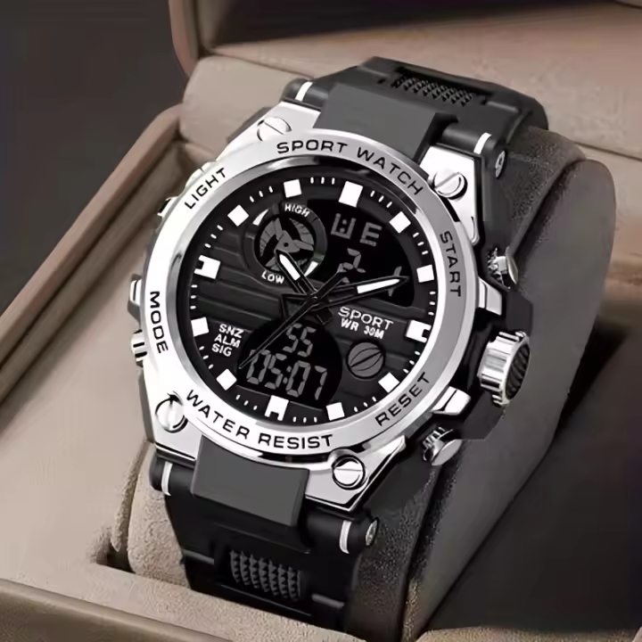 Reloj De Pulsera Digital De Lujo Para Negocios Con Calendario Para Hombres Reloj Analógico-Digital De Moda Y Casual Sin Resistencia Al Agua - 1