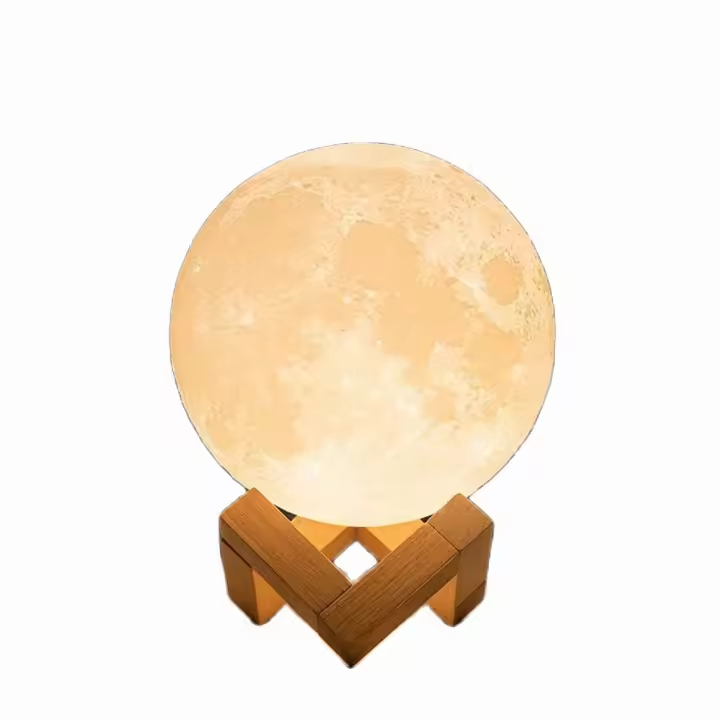 Lámpara De La Luna LED 8cm Luz Nocturna Con Base Regalo Para Niños Decoración De Habitación Estrella Incluye Pilas - 1