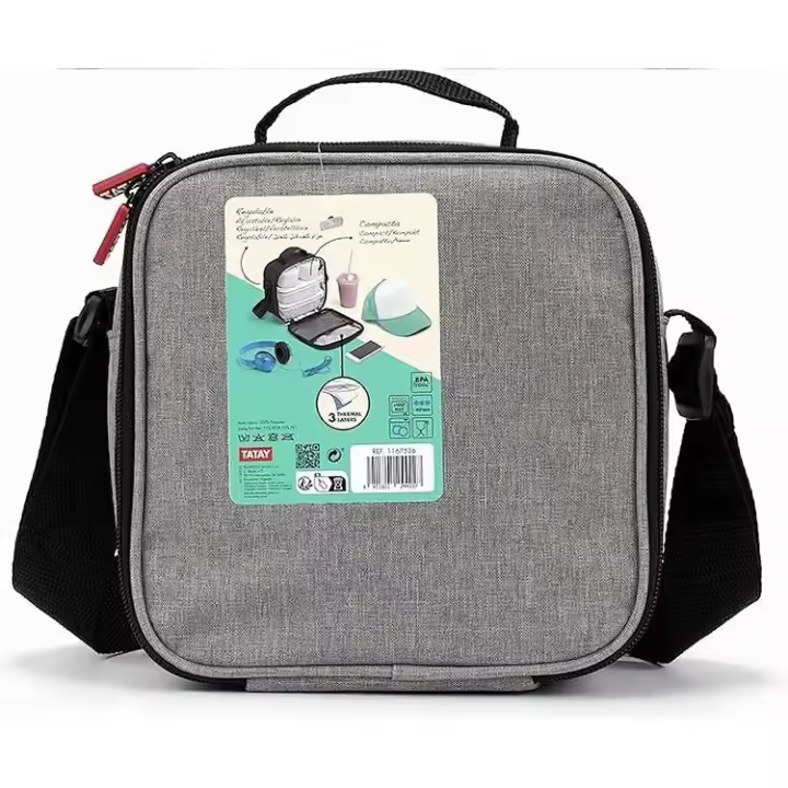 Bolsa Térmica Porta Alimentos, con 4 Tuppers Herméticas (2x0.5L, 2x0.2L), Tatay Urban Food Casual, Color Gris - 1