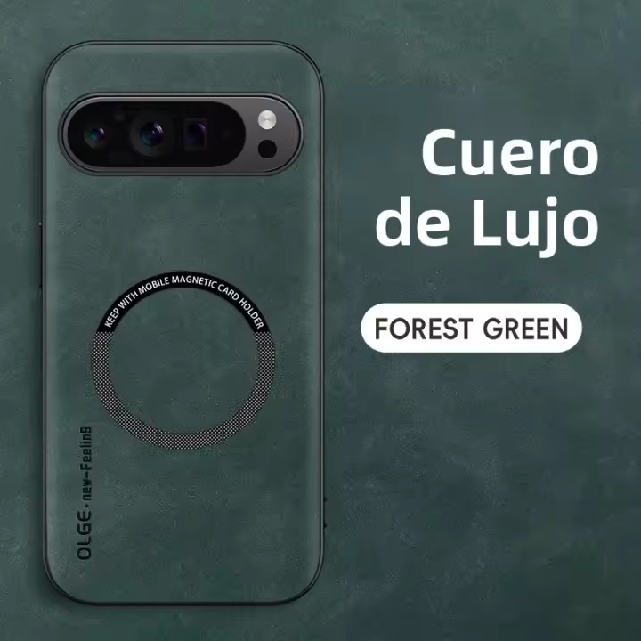 Funda De Teléfono Retro Textura De Cuero PU Magnética Para Google Pixel 10 9 a pro XL 5G TPU Suave Antichoque Con Lámina De Carga Magnética - 1