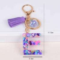Llavero Con Inicial Colorido Y Borla Morada Para Mujeres Y Niñas Colgante Para Bolso Y Billetera Material De Resina Estilo Clásico - details 4