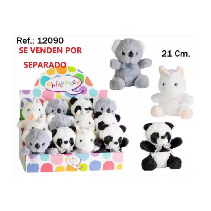 Peluche animalito 21cm. Panda, koala o unicornio - 1