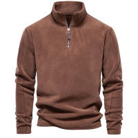 Nuevo estilo de otoño e invierno para hombre, sudadera de manga larga con media cremallera y cuello alto, cuello alto, top de forro polar para hombre moderno y versátil - details 8