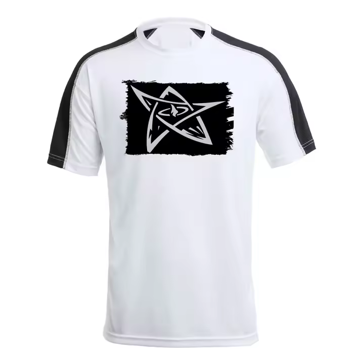 MERCHANDMANIA CAMISETA TÉCNICA FRANJA MANGAS NEGRA serie 30 monedas símbolo simbolo arcano llamada cthulhu tshirt - 1