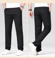 Pantalones Casuales Para Hombre De Algodón Puro Cintura Elástica Estilo Clásico Color Sólido Negra Caqui Gris Pantalones Rectos Para Negocios Cuatro Estaciones - details 17