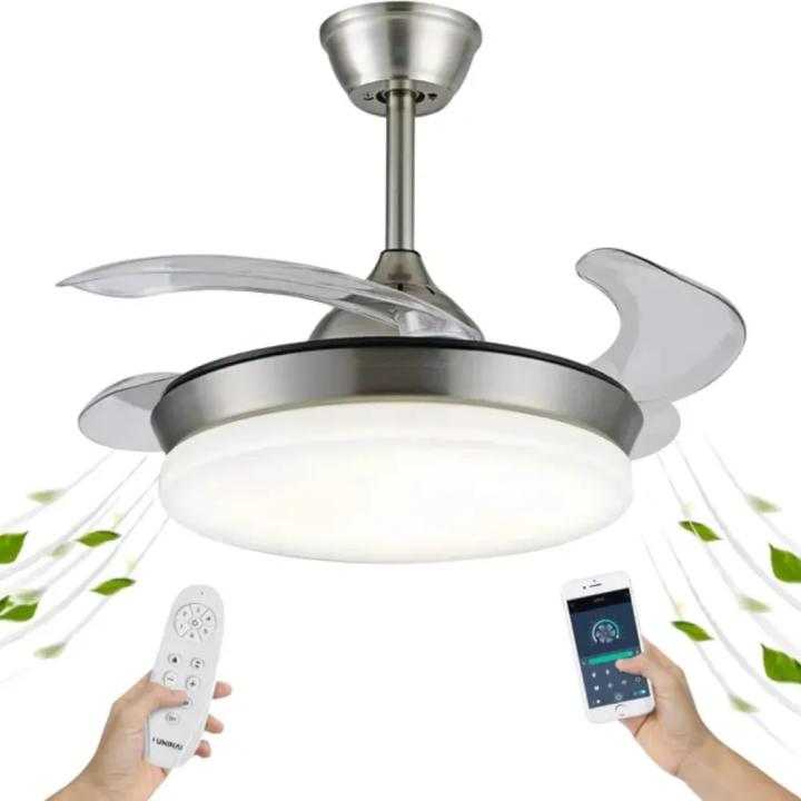 Ventilador de techo con luz LED 60W, motor DC silencioso de 30W con control remoto y 3 tonos de luz — oferta en Miravia