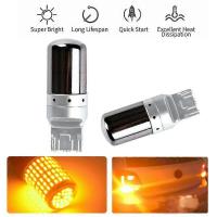 2 Unids Chrome 7440 T20 144SMD Ambar Canbus Free Error LED Bombilla de La Lámpara de Luz de Señal de Vuelta - details 1
