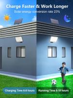 Luz Solar Exterior,400LED Focos Led Exterior Solares 3 Modos, Blanco Frío Impermeable Luces Solares Led exterior Jardin para Seguridad e Iluminación(2 Paquete [Clase de eficiencia energética A ++]) - details 3
