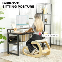 HOMCOM Silla Ergonómica de Rodillas, Silla de Rodillas de Madera, Taburete Ergonómico, Cojín Acolchado, para Mejorar la Postura, para Casa y Oficina - details 3