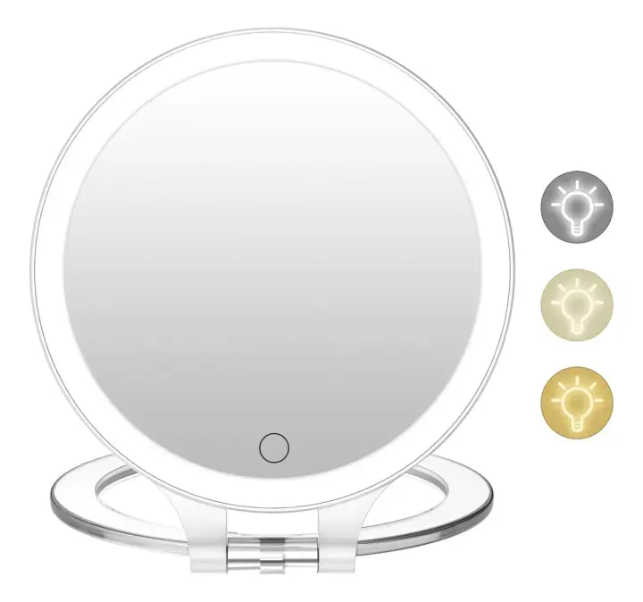 Espejo De Maquillaje Con Luz LED Blanco Daylight Espejo De Vestíbulo Desmontable Con Base De Almacenamiento 3 Modos Espejo Con Luz Cable USB Regalo - 1