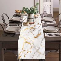 Corredor De Mesa Con Textura De Mármol Blanco Gris Oro Para Cocina Comedor Sofa Mesa De Noche Hogar Tablerunner De Textura - details 8