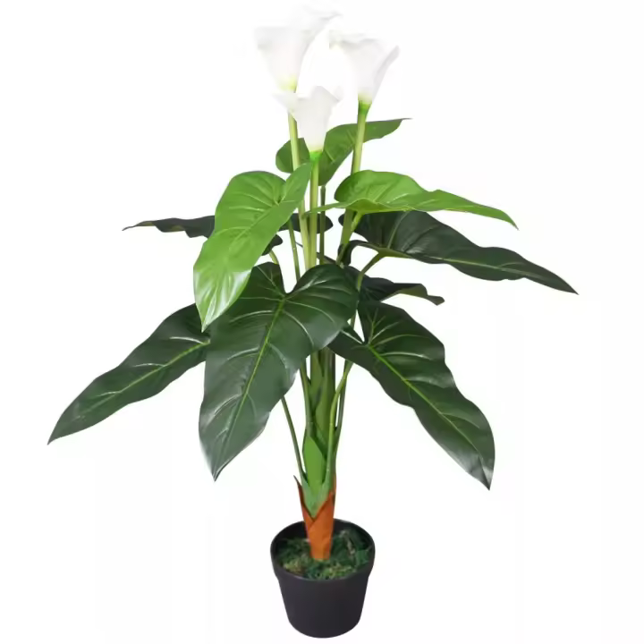 vidaXL Planta cala lilly artificial con macetero 85 cm blanca - 1