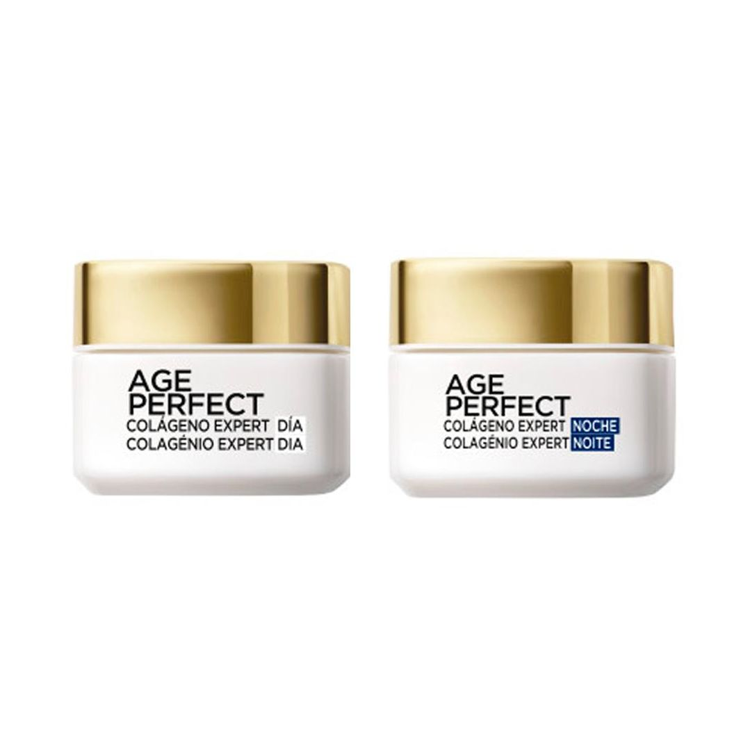 L'Oréal Paris | Age Perfect Colágeno Expert Crema de Noche Reafirmante para Pieles Maduras - 50ml + Crema de Día  - 50ml