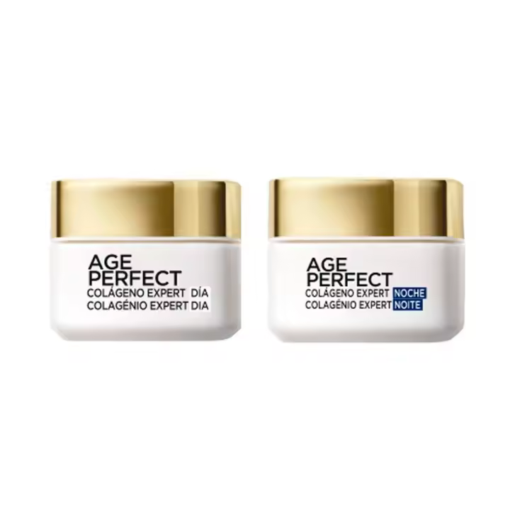 L'Oréal Paris | Age Perfect Colágeno Expert Crema de Noche Reafirmante para Pieles Maduras - 50ml + Crema de Día  - 50ml - 1
