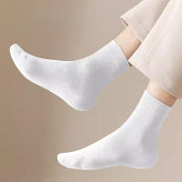 10 Pares De Calcetines Clásicos Negros Y Blancos De Longitud Media Cómodos Y Sencillos Para Mujer Calcetines Casuales De Poliéster - details 4