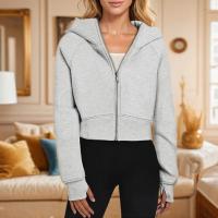 Sudadera con capucha para mujer, holgada, de manga larga, corta, informal, con forro polar y cremallera, chaqueta Kpop, ropa con capucha - details 6