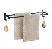 STARTELECTRIC - Toallero, Toallero de Baño, Toallero Sin Taladrar, Adhesivo para Baño, Montado en la Pared, con 2 Ganchos, para Cocina, Baño, 60cm, Negeo - MARCA ALLPERCOM - details 0