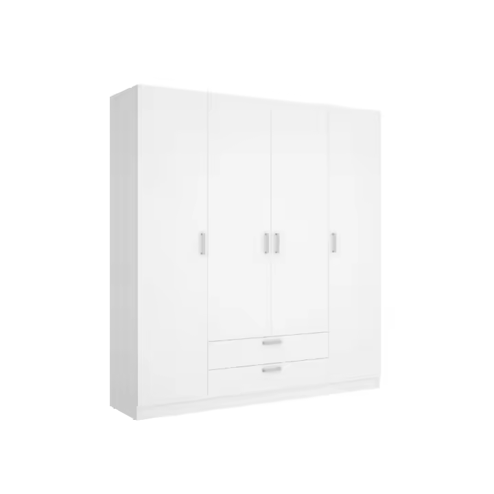 Armario Maxi 4 puertas + barra + 2 cajones + 9 compartimentos blanco 215x200x52 cm - 1
