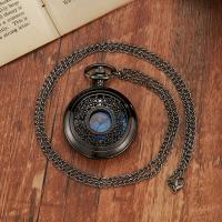 Reloj De Bolsillo Cuarzo Con Dial Azul Estrellado Romano Para Hombres Mujeres Y Niños Caja De Aleación Negro Y Plateado - details 3