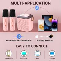 FGNS Máquina de Karaoke para adultos y niños, on 2 Micrófonos Inalámbricos, Altavoz Karaoke Portátil con Luz LED y Efectos de Cambio de Voz, Mini Altavoz Bluetooth portátil con 2 micrófono, luces Led para fiesta en casa, regalos de cumpleaños. - details 1