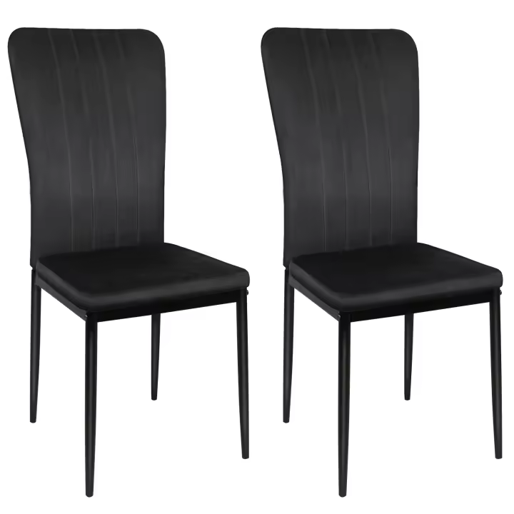 Juego de 2 sillas de comedor, sillas de cocina tapizadas, funda de terciopelo, estructura de metal - 1