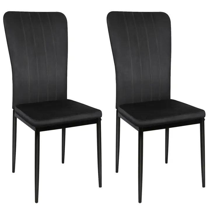 Juego de 2 sillas de comedor, sillas de cocina tapizadas, funda de terciopelo, estructura de metal - 1