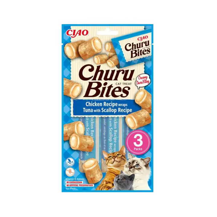 Churu Bites GATO Receta de Atún y Vieira (12 uds. de 3 x 10 g) - 1