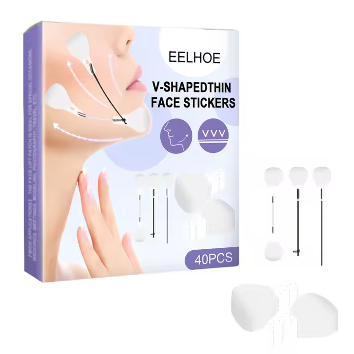 40 Pcs Cinta De Levantamiento Facial Invisibles Adhesivos Para Arrugas Y Reducción Del Doble Mentón Parche V-Line Para Cuello Y Ojos - 1