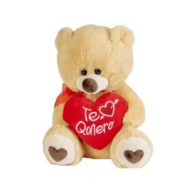 Peluche oso con corazón "Te quiero", de aproximadamente 30cm. Tacto suave y esponjos. Se vende por unidad. Artesania Beatriz - 1