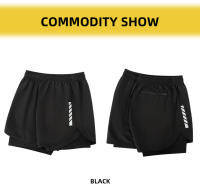 Shorts De Correr Para Hombre Con Bolsillos Cremallera Y Tela Transpirable Para Ejercicios Incluye Envolvente 2 En 1 - details 4