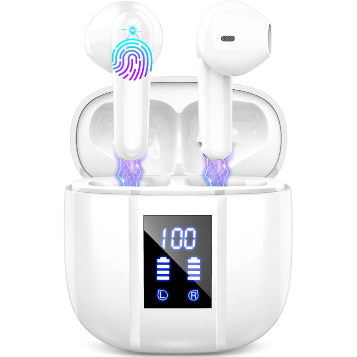 Auriculares Inalambricos Bluetooth, Auriculares Bluetooth 5.3, 48H Estéreo HiFi Cascos Inalambricos Bluetooth con Reducción de Ruido, IP7 Impermeable Auriculares Comodidad Ligera, Carga Rápida USB-C