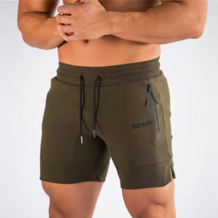 Nuevos Shorts De Fitness Para Hombre Con Bolsillo Cremallera Shorts De Correr De Verano Transpirables Para Playa Y Gimnasio Material De Poliéster - 1