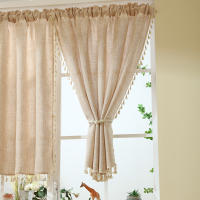 Valance De Cortina De Café De Color Puro Estilo Boho Japonés Decoración Para Ventanas Puertas Y Habitaciones Con Bolso Para Rodillo - details 1