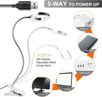 Lámpara De Escritorio Con 48 LEDs Luz De Lectura USB Ajustable En 3 Niveles Protección Ocular Gooseneck Flexible 360° Luz De Libro Para Cama - details 6