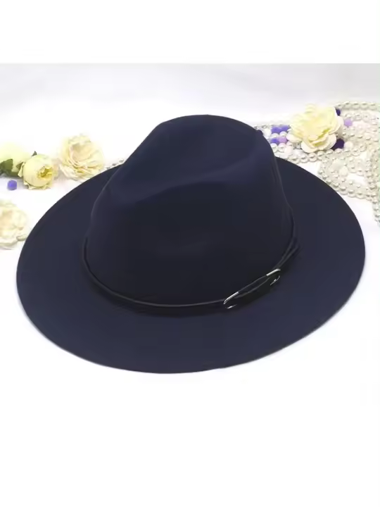 Sombrero De Punto Retro Británico Para Hombres Y Mujeres Con Cierre De Cuero Pequeño Sombrero De Jazz Tweed Felt Panama De Lujo Unisex Para Negocios - 1