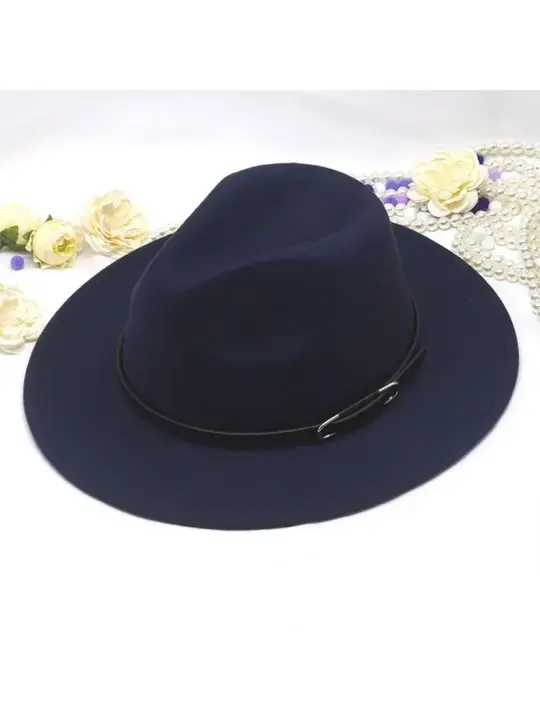 Sombrero De Punto Retro Británico Para Hombres Y Mujeres Con Cierre De Cuero Pequeño Sombrero De Jazz Tweed Felt Panama De Lujo Unisex Para Negocios - 1