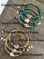Pulsera De Perlas Recicladas KKBEAD 2023 Para Mujer Con Turquesa Y Morganita De Agua Dulce Joyería De Moda Regalo Ideal Para Fiestas Aniversarios Bodas - details 0