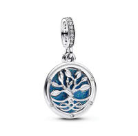 PANDORA Colgante dos en uno de árbol eterno luminoso mosaico azul y cuentas, ideal como regalo de cumpleaños o para el Día de la Madre - details 0
