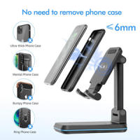 TEMCO Soporte de teléfono de carga inalámbrica, Soporte plegable 2 en 1 para teléfono celular y tableta, Cargador doble, carga inalámbrica de 10 W máxima habilitada para Qi, soporte de metal ajustable para teléfono compatible con iPhone 13/Pro/XR, etc - details 7