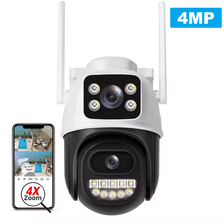 Cámara PTZ WIFI IP BESDER Con Tres Lentes 8X Zoom 8MP HD AI Auto Tracking Cámara De Seguridad Exterior P2P CCTV Surveillance iCSee - 1