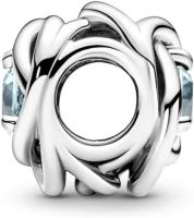 Pulsera Pandora con dije de círculo de eternidad azul aguamarina de marzo. Pulseras con dijes Moments: joyas impresionantes para mujer，Incluye Caja Original - details 0