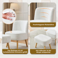 2025 Nuevo producto de Diseño Moderno, Sillón reclinable con taburete, Sillón sin reposabrazos, Asiento tapizado, tela de tercipelo de Plush, patias de Madera maciza, adecuado para dormitorio, Salón, Piso, etc. - details 5