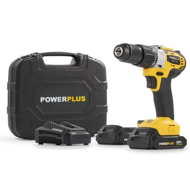 POWERPLUS POWX00512 TALADRO/ATORNILLADOR PERCUTOR SIN ESCOBILLAS 20V 2 BAT. - Envío desde España en 24h. - 1