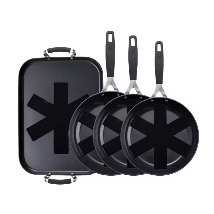 MasterPro Smart | 3 Sartenes Antiadherentes de 20, 24 y 28cm y Plancha Grill de 32x23cm | Aluminio Forjado | Juego de Sartenes | Todo Tipo de Cocinas - 1