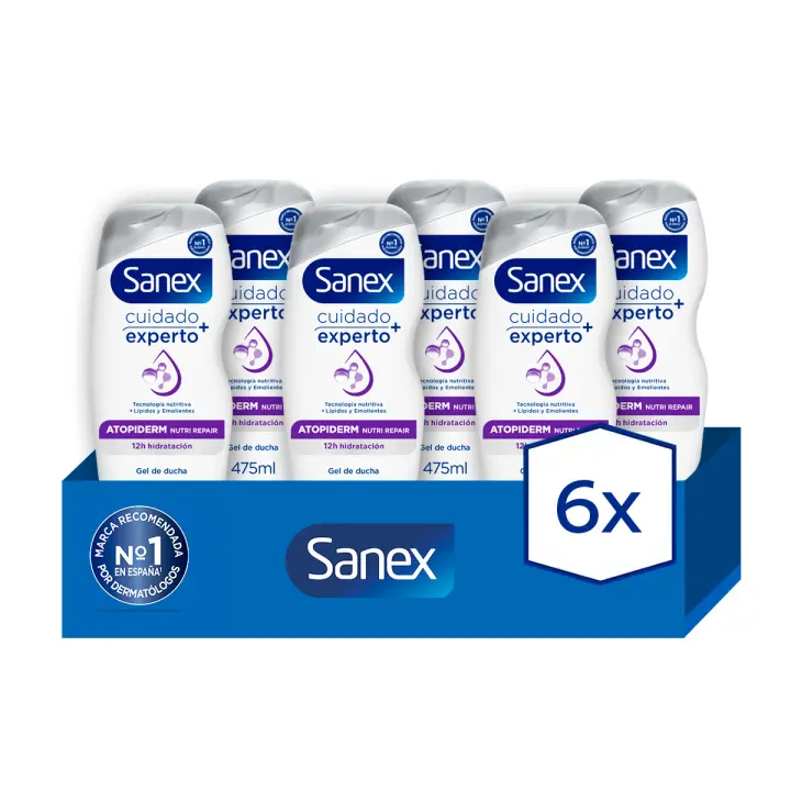 Gel de ducha o baño Sanex BiomeProtect Atopiderm Nutri Repair 475ml. Pack 6 - 1