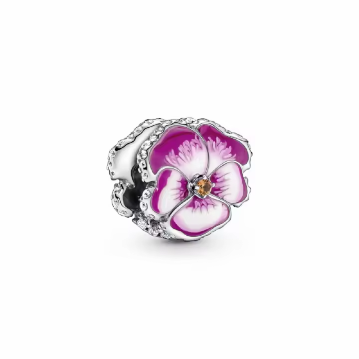 Charm Pandora Flor Pensamiento Rosa - 1